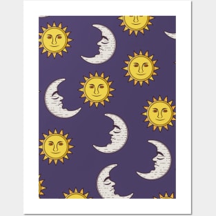 Moon and Sun pattern Posters and Art